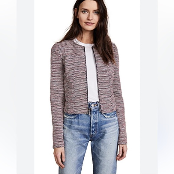 THEORY Ualana Z Beacon Tweed Zip-front Cropped Blazer Jacket - Picture 2 of 11
